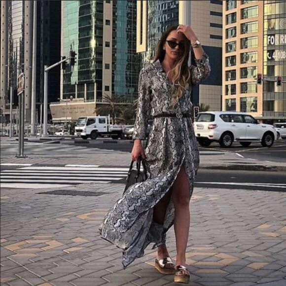 ZARA SNAKESKIN PRINTED SHIRT DRESS - Picture 2 of 5